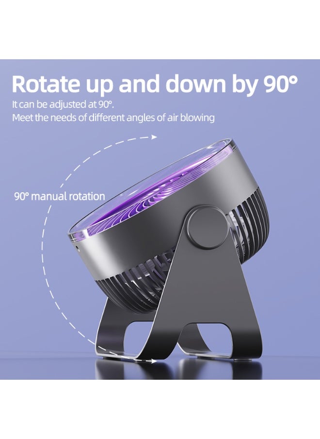 Generic - Desk Fan, Dual-Mode Hanging or Standing, Multi Scene Turbo, 5-Speed Breeze, 90° Adjustable Airflow & Ambient Night Light，Long-Lasting with 8-12 hours, fast charge in 2 hours，purple and white - Image 1