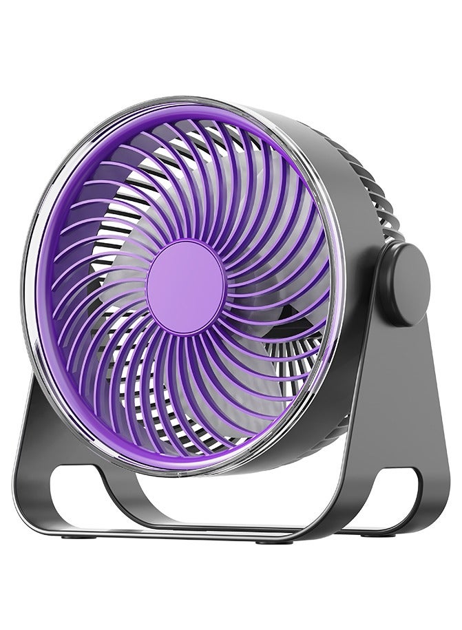 Desk Fan, Dual-Mode Hanging or Standing, Multi Scene Turbo, 5-Speed Breeze, 90° Adjustable Airflow & Ambient Night Light，Long-Lasting with 8-12 hours, fast charge in 2 hours，purple and white  - Image 1