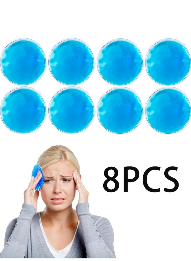 جمورو 8 قطع من أكياس الثلج، وسادات العين الساخنة والباردة، قناع للعين لحماية العين، كمادات باردة وساخنة من مادة البولي فينيل كلوريد، قابلة لإعادة الاستخدام، كيس ثلج أزرق دائري، سبا للعين، كيس ثلج جل صغير للوقاية من ضربة الشمس، العناية بالبشرة - Image 1