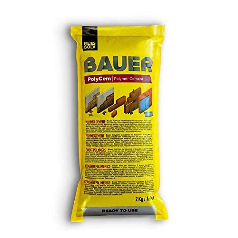 Bauer Instant Polymer Cement, Ready-to-Use Alternative to Mortar & Adhesives - Versatile for Concrete Crack Repair, Stone Tile Crack Repair & Brick Repair, Convenient, Durable & Easy to Store - 2kg - Image 1