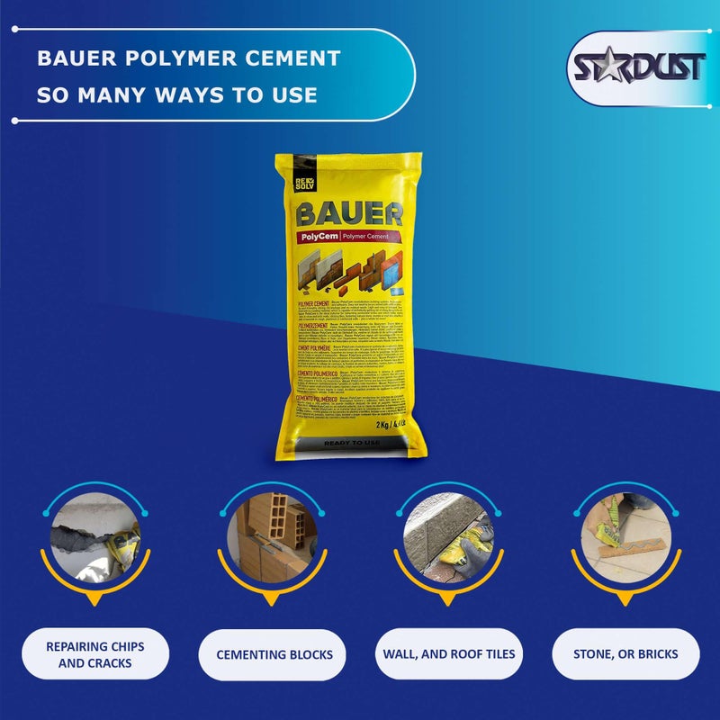 Bauer Instant Polymer Cement, Ready-to-Use Alternative to Mortar & Adhesives - Versatile for Concrete Crack Repair, Stone Tile Crack Repair & Brick Repair, Convenient, Durable & Easy to Store - 2kg - Image 3