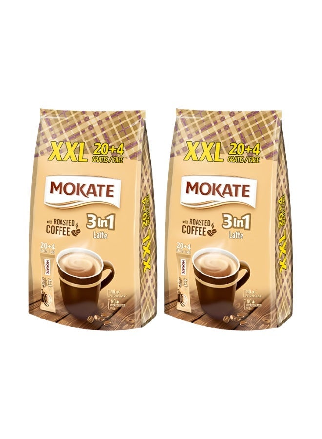 موكاتيه XXL عبوة اقتصادية 3 في 1 لاتيه قهوة فورية، 24 كيس × 2 عبوات - Image 1