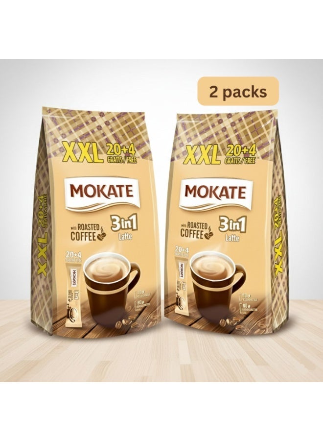 موكاتيه XXL عبوة اقتصادية 3 في 1 لاتيه قهوة فورية، 24 كيس × 2 عبوات - Image 2