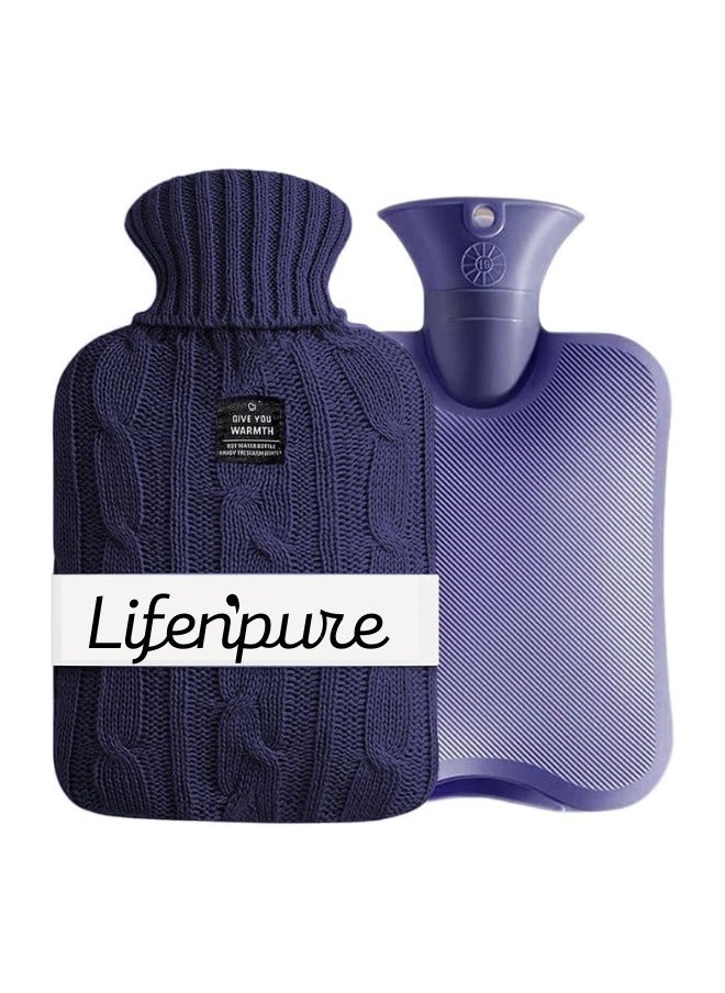 Lifenpure Lifenpure™ Hot Water Bag 2 Liter with Knit Cover Blue  - Image 1