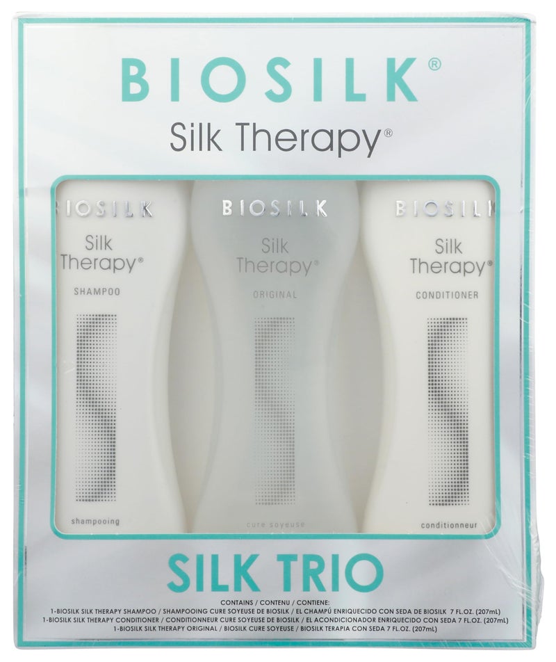 Biosilk Silk Therapy Trio Unisex Shampoo, Conditioner, and Original Treatment 7 oz 3 Pc - Image 1
