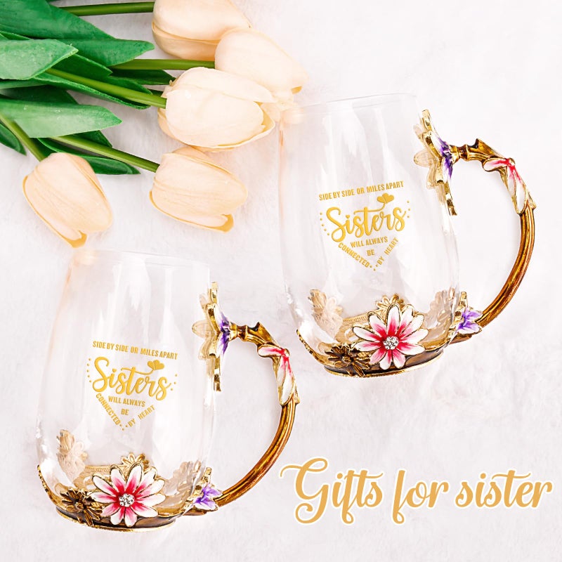 OEAGO Sisters Gifts from Sister for Women Elegant Tea Cup Unique Christmas Birthday Gifts for Sister, Little,Big,in Law - Image 5