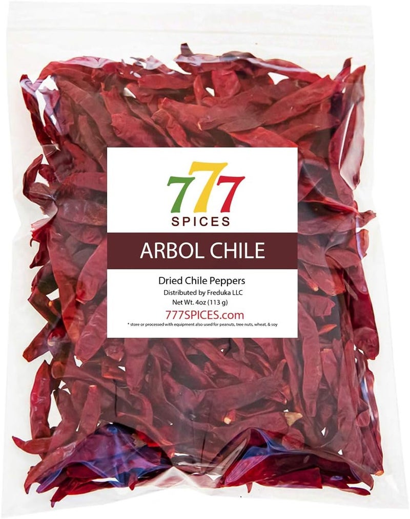 4oz Dried Arbol Chile Peppers - Natural Dehydrated Chili Peppers for Authentic Mexican Cuisine - Image 1