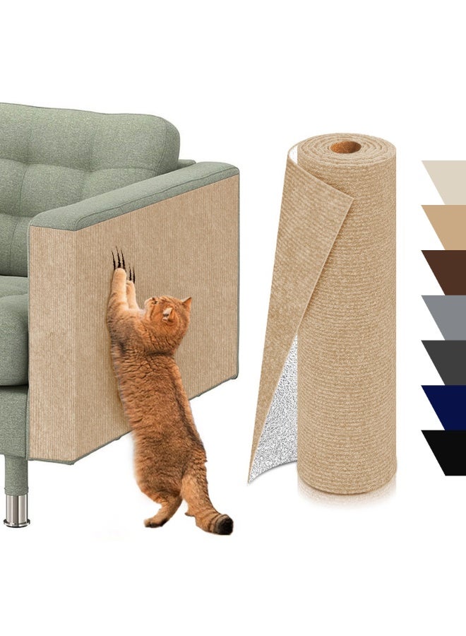 Self Adhesive Cat Scratch Protector Mat, Cuttable Sofa Furniture Anti Scratch Cover Pad 100x40cm, Beige - Image 1