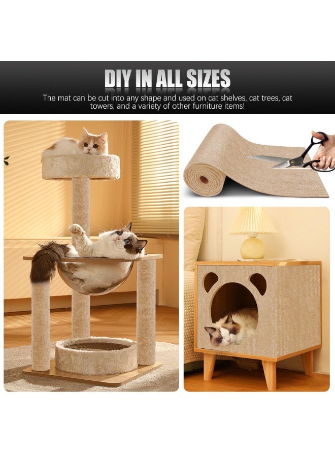 Self Adhesive Cat Scratch Protector Mat, Cuttable Sofa Furniture Anti Scratch Cover Pad 100x40cm, Beige - Image 5