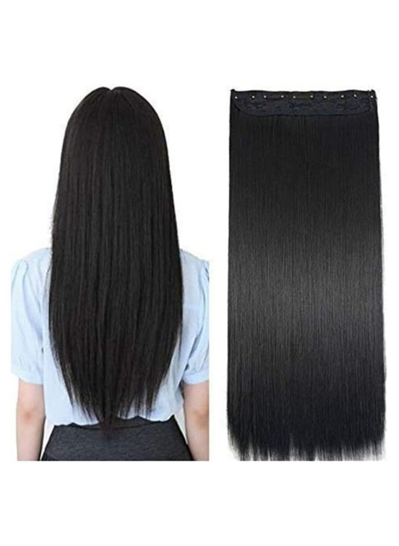 Estelle Eestelle Full Head One Piece Long Straight and Body Wave Hair Extension With 5 Clips Suitable for Women and Girls Color No 1B Straight  - Image 3