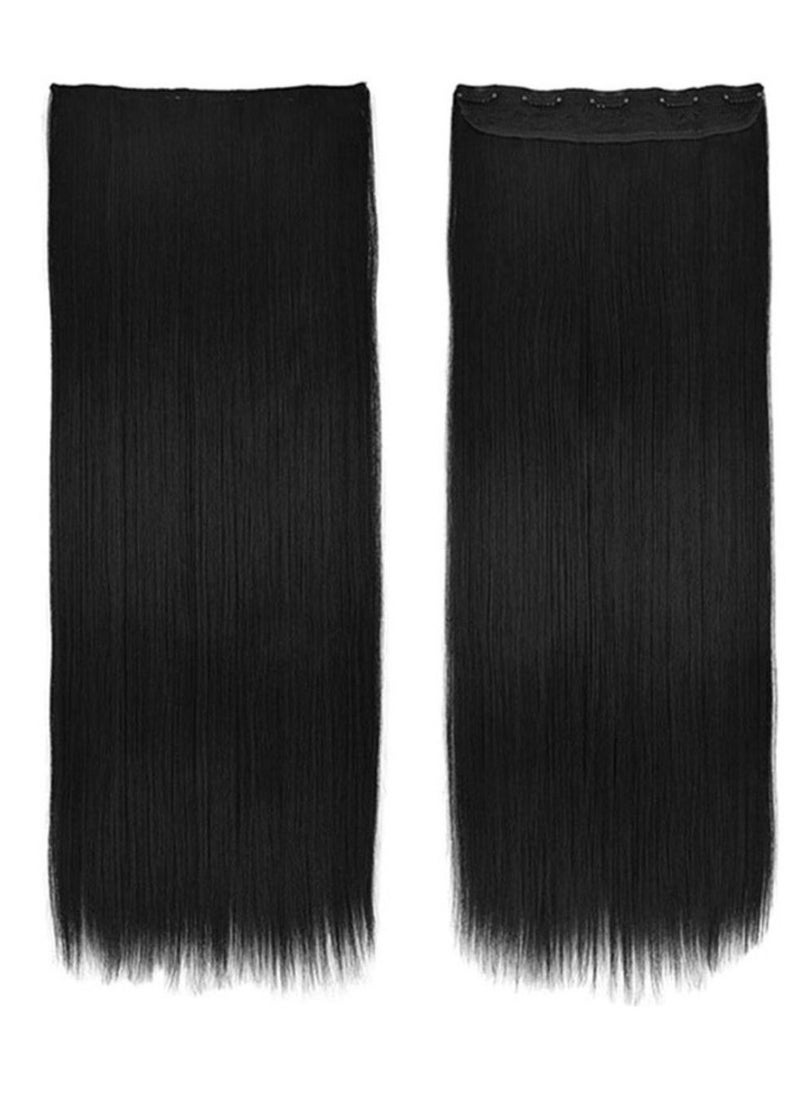 Estelle Eestelle Full Head One Piece Long Straight and Body Wave Hair Extension With 5 Clips Suitable for Women and Girls Color No 1B Straight  - Image 2