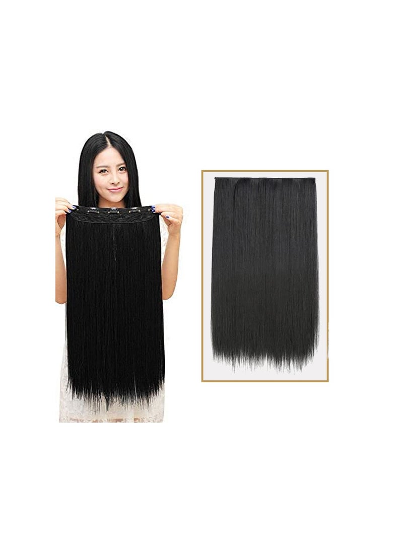 Estelle Eestelle Full Head One Piece Long Straight and Body Wave Hair Extension With 5 Clips Suitable for Women and Girls Color No 1B Straight  - Image 1
