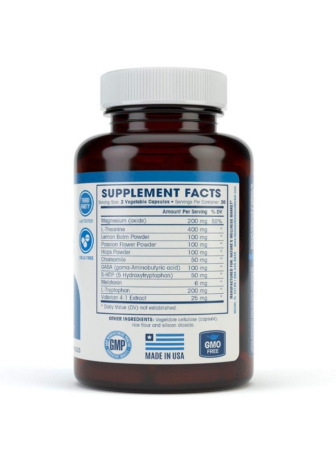 Natures Wellness Premium Natural Sleep Aid for Adults - Effective Relief - Non Habit Forming - Wake Up Feeling Refreshed - Proprietary Blend with Melatonin, Tryptophan, Magnesium, Valerian, Chamomile & More - 60 Veg  - Image 3
