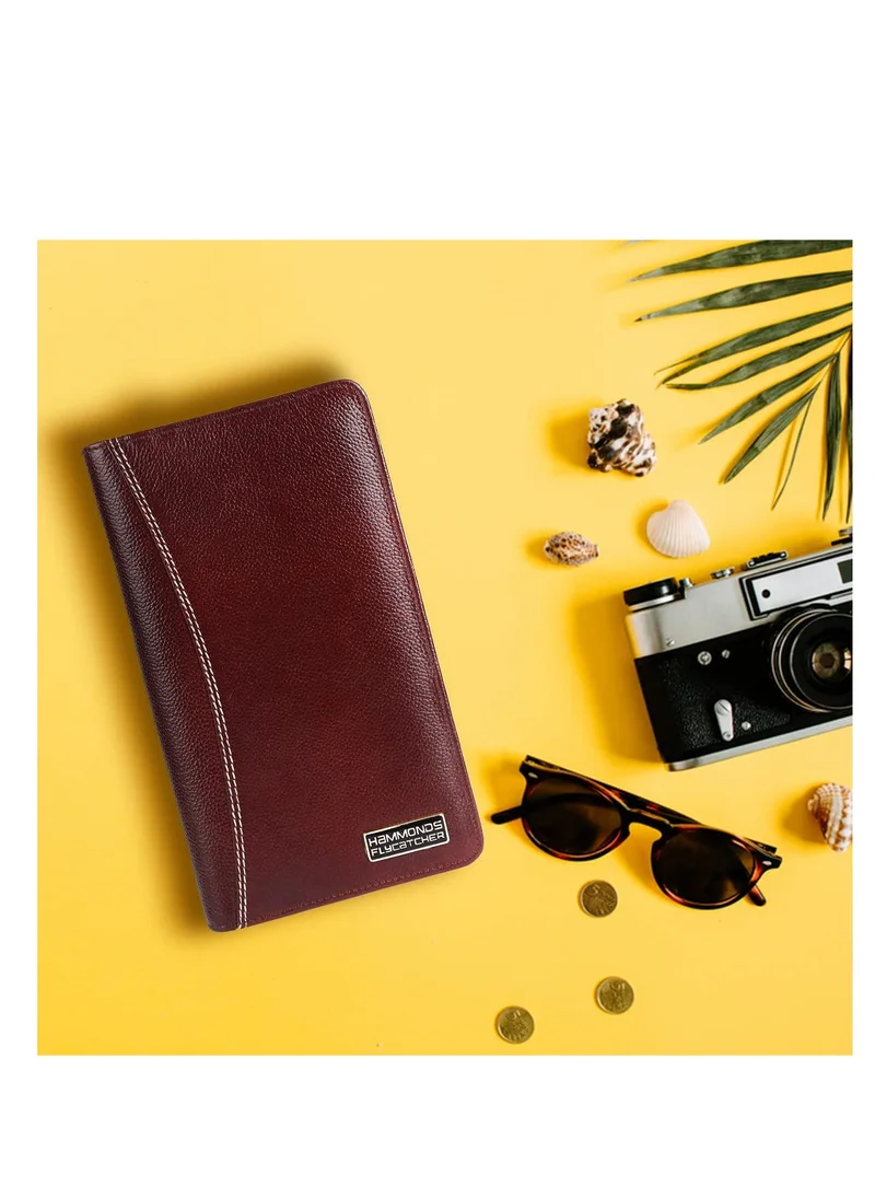 HAMMONDS FLYCATCHER Passport Cover/Passport Holder for Men and Women - Leather Travel Accessories Document Organizer with RFID Protection - Brown - Multiple Cards & Passport Holder for Trips