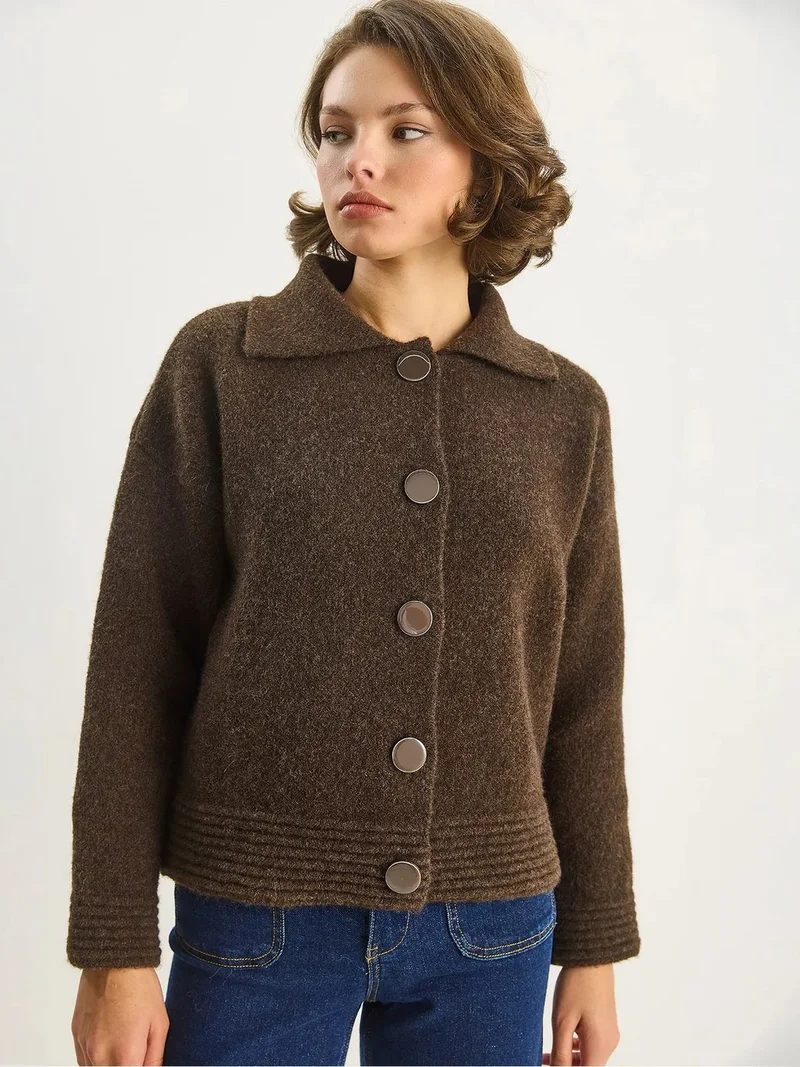 Bianco Lucci LUCCI Knit Cardigan with Button Closure