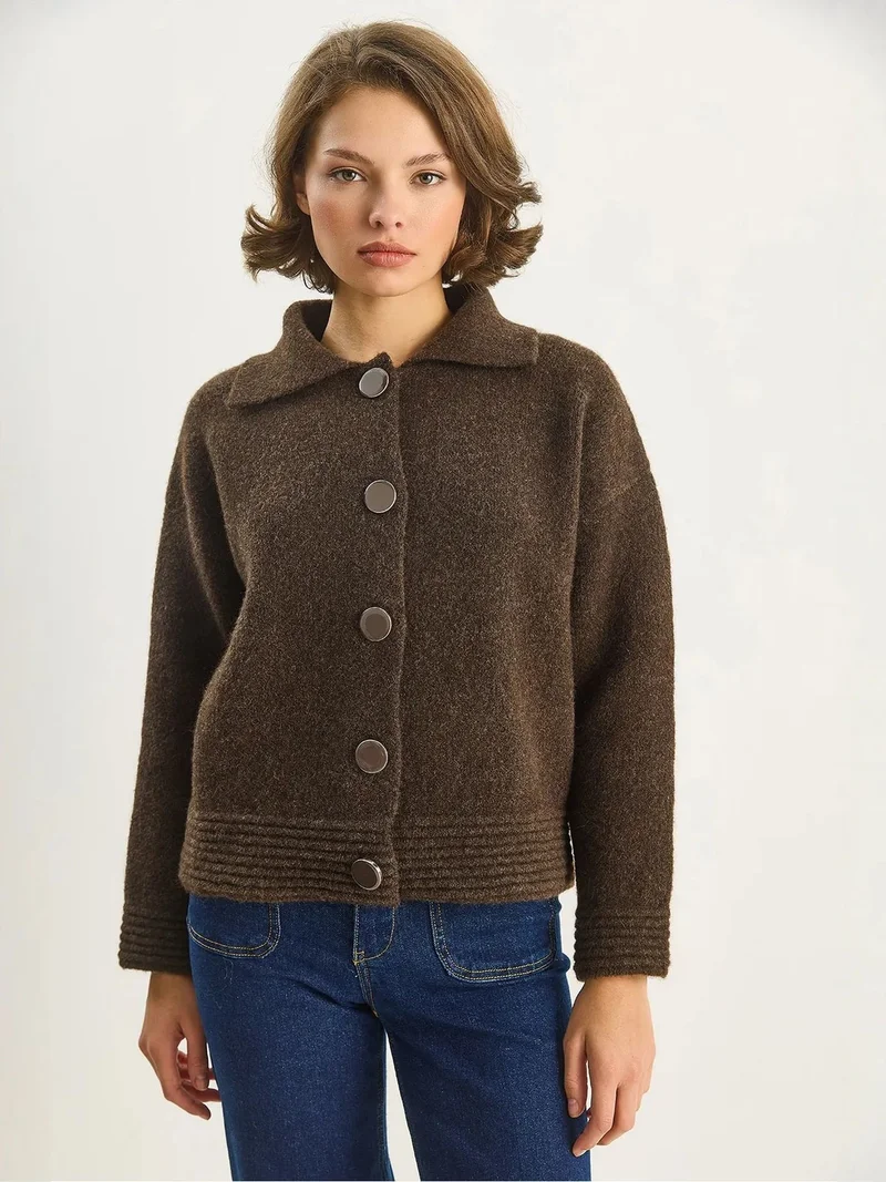 LUCCI Knit Cardigan with Button Closure