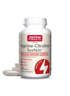 جارو فورملاز Jarrow Formulas Arginine-Citrulline Sustain، مكمل غذائي، مركب دعم الأوعية الدموية لإنتاج أكسيد النيتريك وصحة القلب والأوعية الدموية، 120 قرصًا، إمداد لمدة 60 يومًا  - Image 1