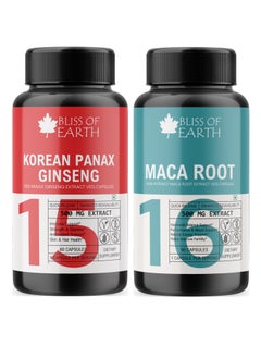 BLISS OF EARTH Korean Red Panax Ginseng  Maca Root Extract Capsules For Men   Women 500mg High Potency Root Extract For Energy Stamina  Performance  - Image 1