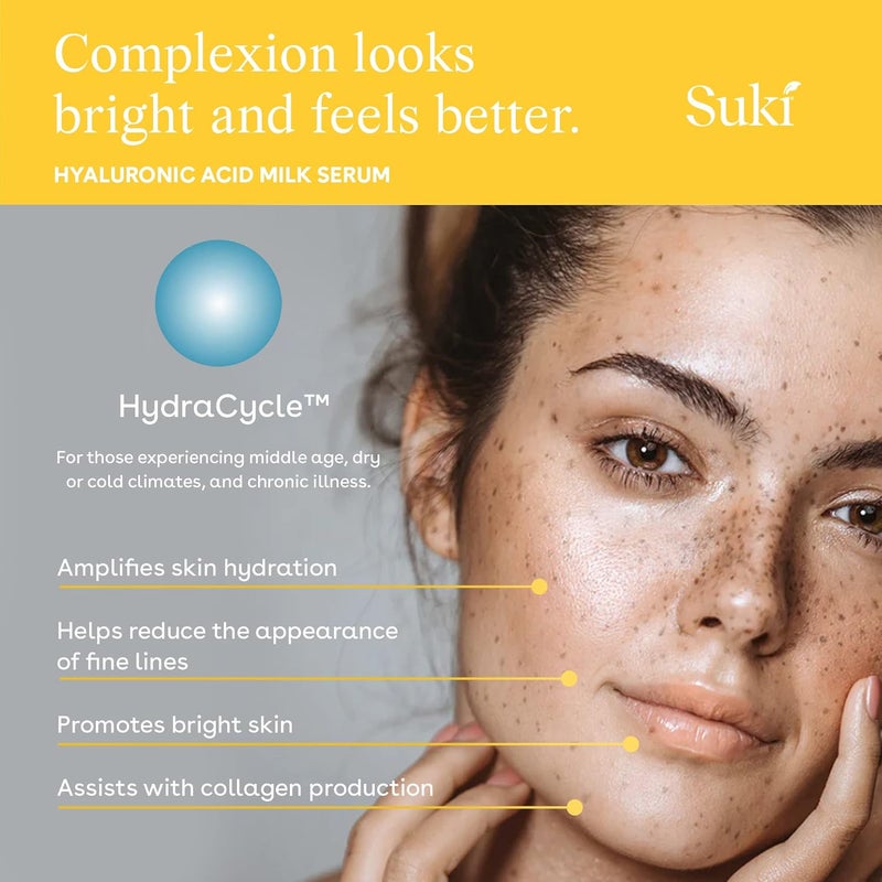 Suki Hyaluronic Acid Milk Serum - Anti Aging Face Serum for Hydration and Improved Skin Texture, 1 Fl Oz - Image 3