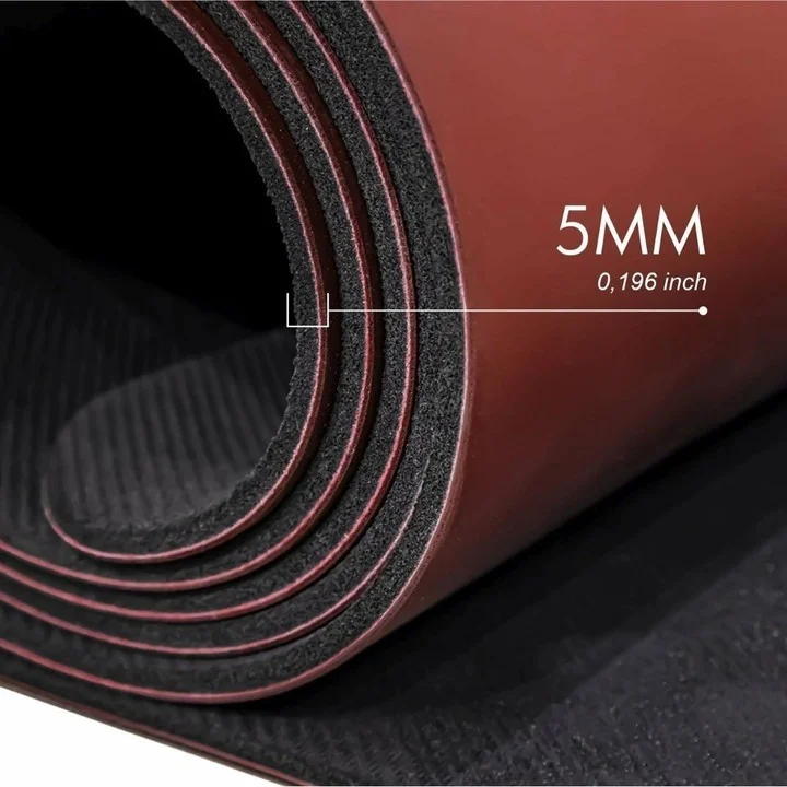 Rebuwo Double Line Design 5mm Rubber Yoga Mat Pilates Mat Claret Red