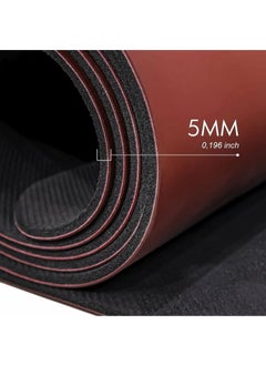 Rebuwo Double Line Design 5mm Rubber Yoga Mat Pilates Mat Claret Red  - Image 3