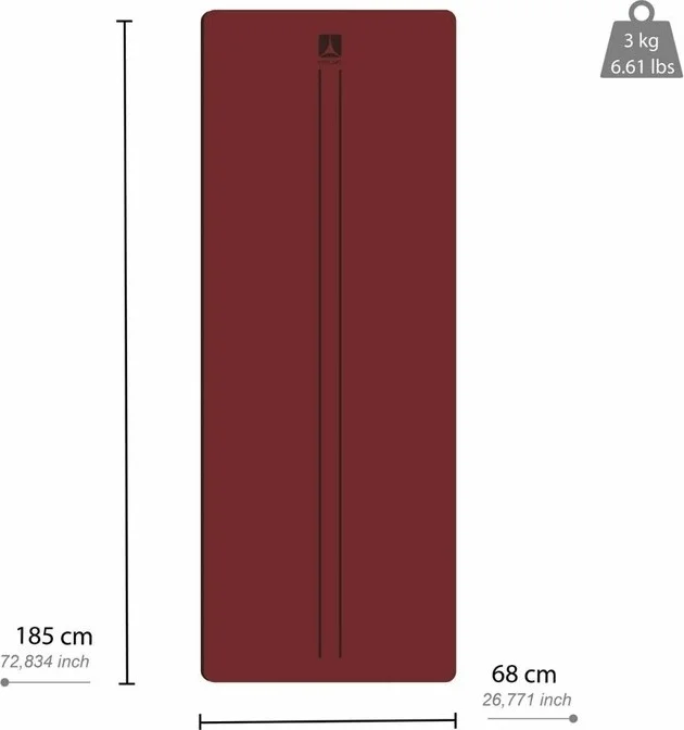 Rebuwo Double Line Design 5mm Rubber Yoga Mat Pilates Mat Claret Red