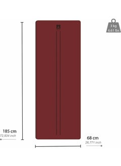 Rebuwo Double Line Design 5mm Rubber Yoga Mat Pilates Mat Claret Red  - Image 4