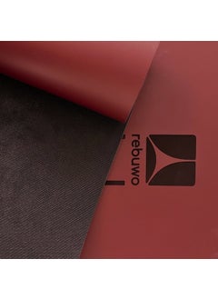 Rebuwo Double Line Design 5mm Rubber Yoga Mat Pilates Mat Claret Red  - Image 5