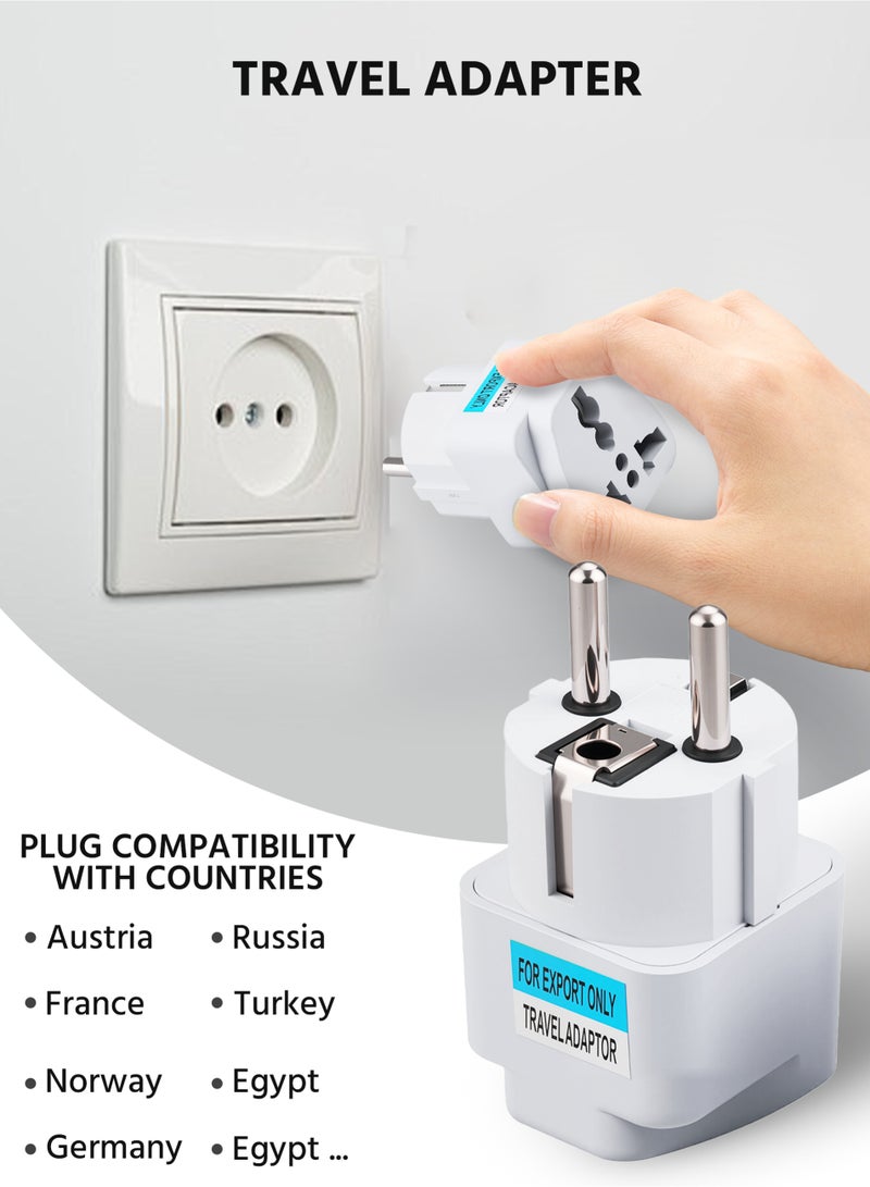 UK to EU Plug Travel Adapter-Wall Power Charger-3-Pin KSA/UAE/UK Plug Convert to 2-pin EU/Germany/France/Italy/Spain Socket Converter-Type E/F European Adapter for KSA/ US/UK/JP/CN/AU-5 Pack-White - Image 5