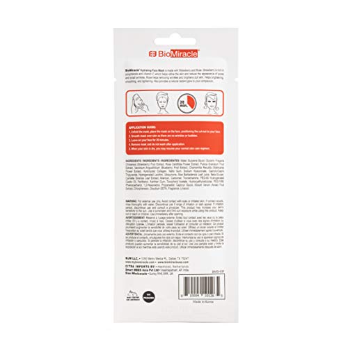 BioMiracle Hydrating, Natural Face Mask Sheet, with Strawberry and Rose, for Glowing, Revitalized, Moisturized Skin, Spa Treatment Mask (Pack of 5) - Image 2