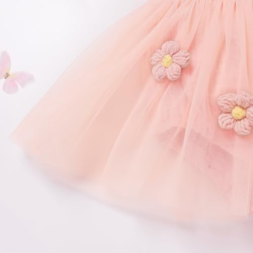 ODOLDI Baby Girls 1st Birthday Outfit Spaghetti Straps Romper Tutu Dress Headband One Year Old Party Cake Smash Outfits Pink Flowers 12-18 Months - Image 5