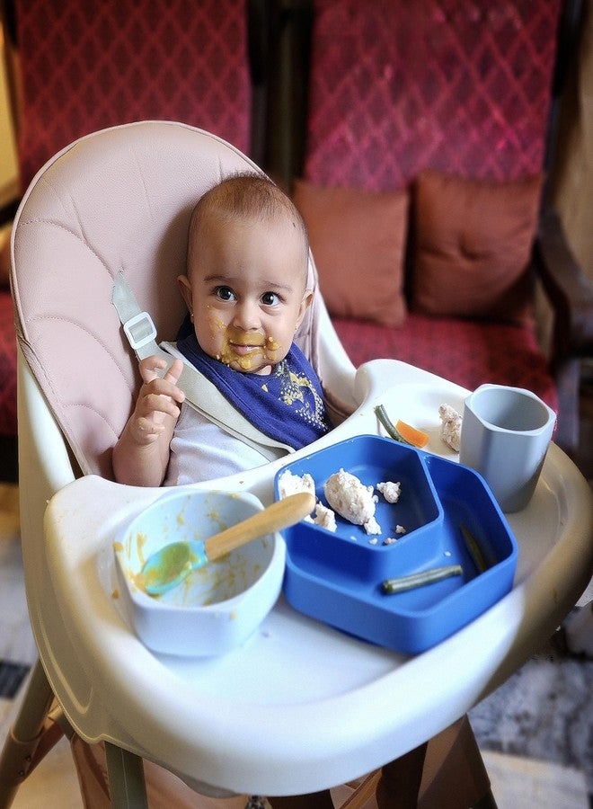 StarKiddo® Complete Silicone Baby Feeding Set | Silicone Suction Plate and Bowl Set for Kids & Toddlers | Microwave & Dishwasher Safe| Food Grade| BPA Free | Baby Meal Set (3pcs) (Cyan) - Image 2