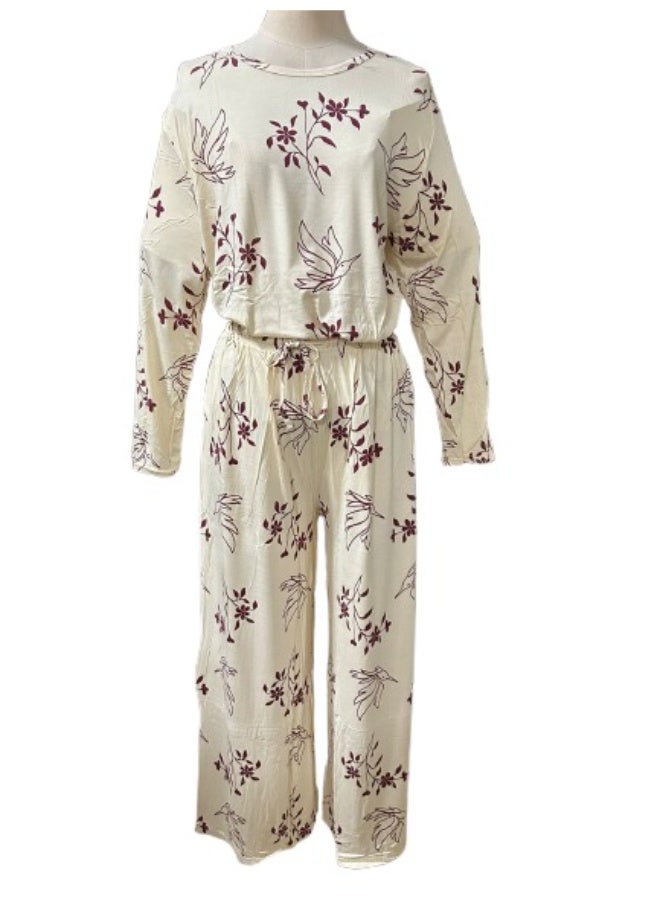 Women's Free Size Autumn/Spring Pajamas Long-Sleeved Set Sleepwear Loungewear Outfit - Image 4