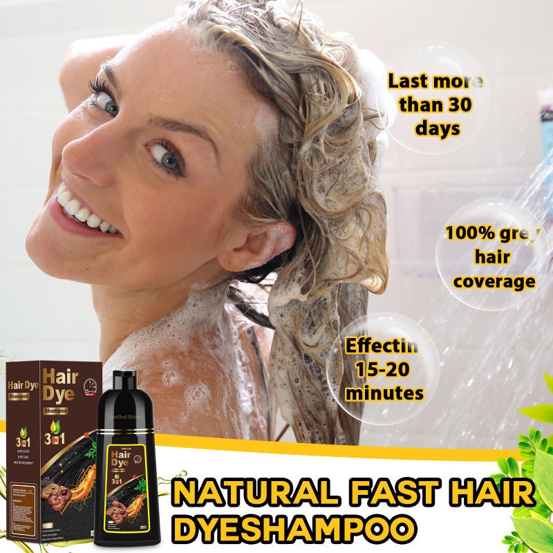 Sminktec Hair Dye Shampoo 3 in 1 for Gray Hair, Herbal Ingredients Natural Shampoo Hair Dye for Women Men (Chestnut Brown) - Image 5