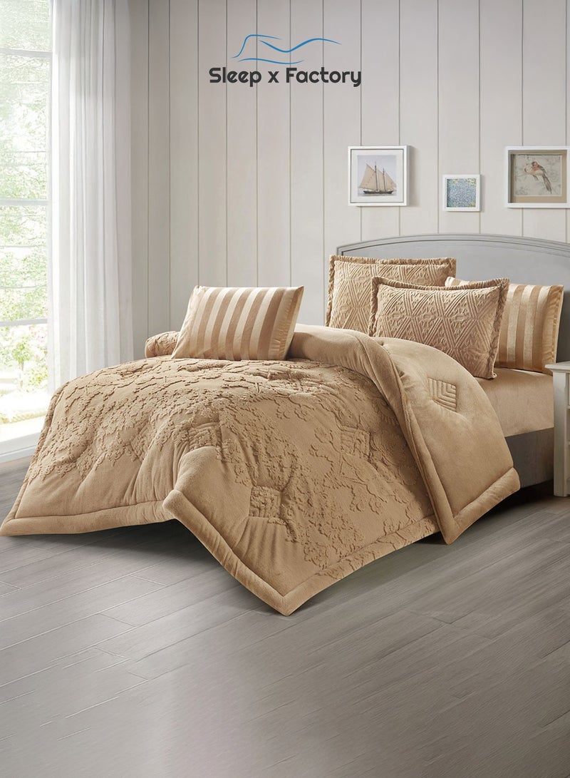 سليب × فاكتوري طقم مفرش شتوي مخملي 6 قطع – كينغ 240×260 سم - Image 2