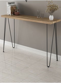 fashionhome Console Table Hallway Entry Table Styling Table Narrow Table with Steel Frame for Living Room Entryway Corridor or Sofa Side Table Modern Minimalism Brown 90x80x25 cm  - Image 1