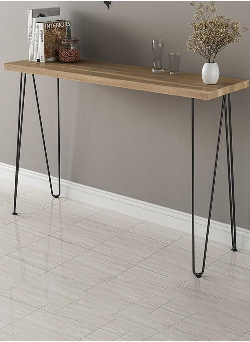 fashionhome - Console Table Hallway Entry Table Styling Table Narrow Table with Steel Frame for Living Room Entryway Corridor or Sofa Side Table Modern Minimalism Brown 90x80x25 cm - Image 1