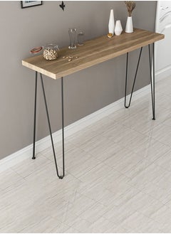 fashionhome Console Table Hallway Entry Table Styling Table Narrow Table with Steel Frame for Living Room Entryway Corridor or Sofa Side Table Modern Minimalism Brown 90x80x25 cm  - Image 4