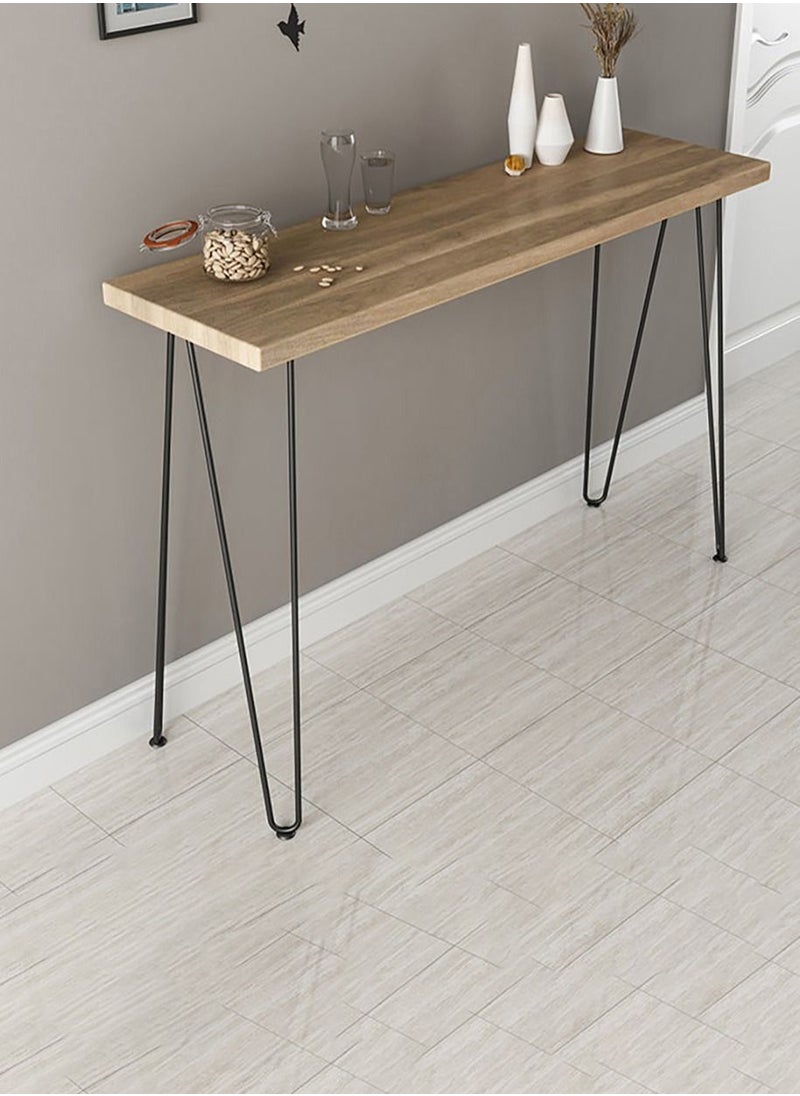 fashionhome - Console Table Hallway Entry Table Styling Table Narrow Table with Steel Frame for Living Room Entryway Corridor or Sofa Side Table Modern Minimalism Brown 90x80x25 cm - Image 1