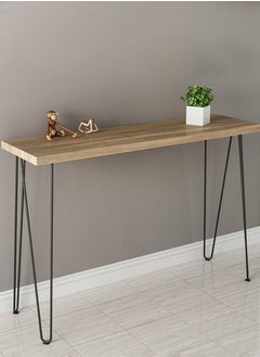 fashionhome Console Table Hallway Entry Table Styling Table Narrow Table with Steel Frame for Living Room Entryway Corridor or Sofa Side Table Modern Minimalism Brown 90x80x25 cm  - Image 3