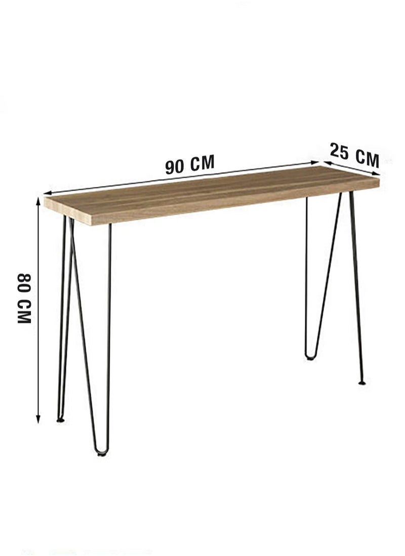 fashionhome - Console Table Hallway Entry Table Styling Table Narrow Table with Steel Frame for Living Room Entryway Corridor or Sofa Side Table Modern Minimalism Brown 90x80x25 cm - Image 1