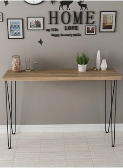 fashionhome Console Table Hallway Entry Table Styling Table Narrow Table with Steel Frame for Living Room Entryway Corridor or Sofa Side Table Modern Minimalism Brown 90x80x25 cm  - Image 2