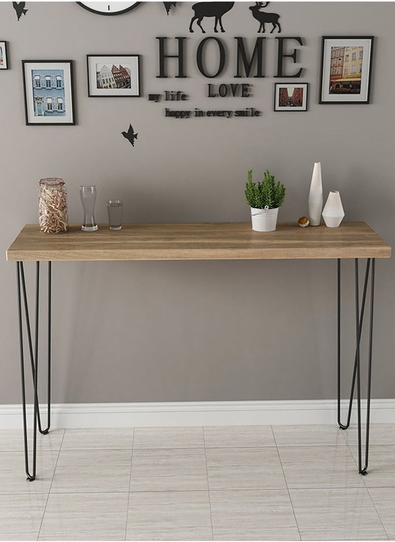 fashionhome - Console Table Hallway Entry Table Styling Table Narrow Table with Steel Frame for Living Room Entryway Corridor or Sofa Side Table Modern Minimalism Brown 90x80x25 cm - Image 1