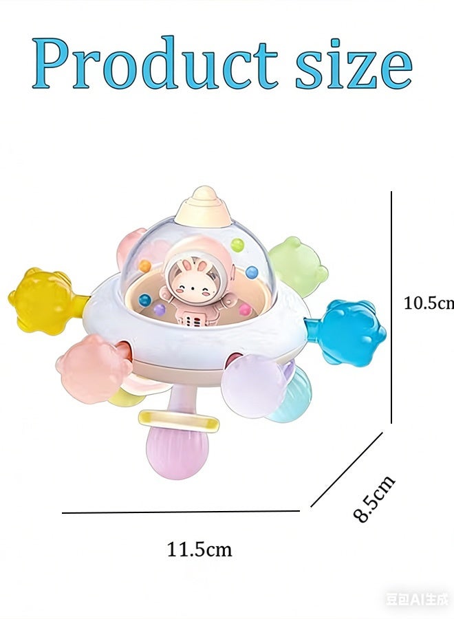 Berma Baby لعبة الصحن الطائر الدوّار - عضاضة كرة مانهاتن مع خشخيشة | ألعاب مضغ للأطفال حديثي الولادة | لعبة حسية لتسنين الأطفال وتنمية مهارات الإمساك | هدية مثالية لحفلات استقبال المولود وأعياد الميلاد - Image 2