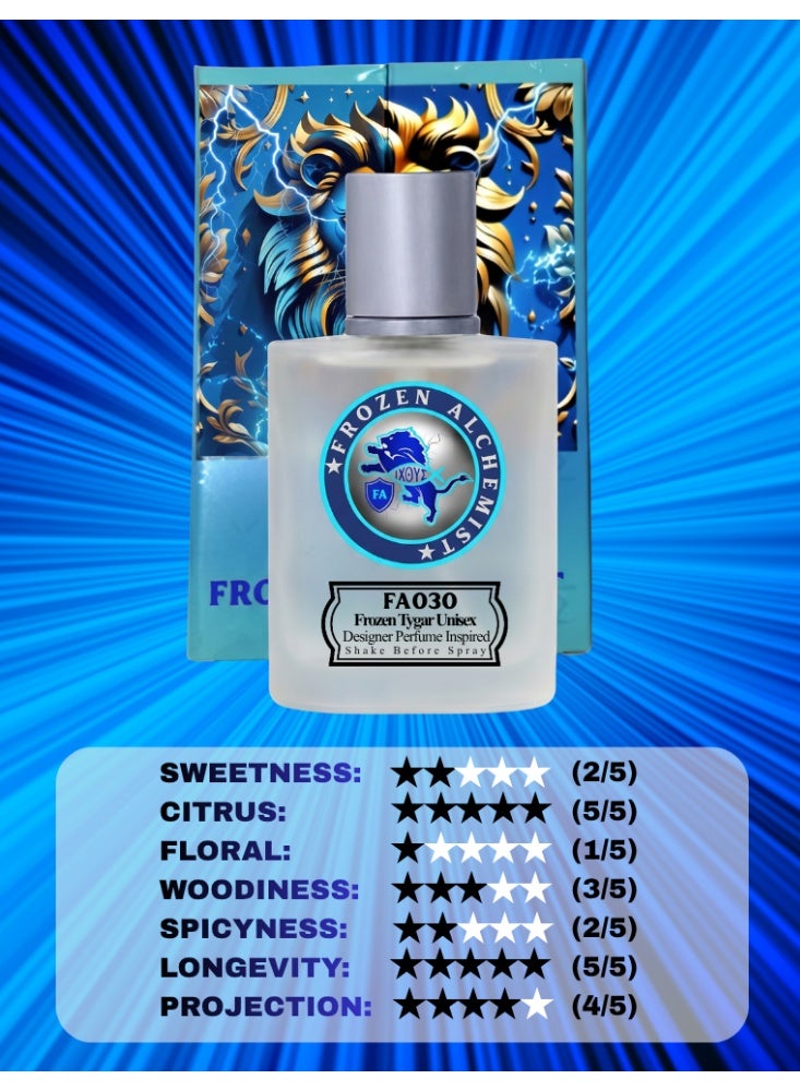 Frozen Alchemist Frozen Tygar (FA030) EDP 100ml for Men & Women by Frozen Alchemist | Citrus Woody Aromatic Fragrance | Grapefruit, Ginger, Ambroxan & Woody Notes | Long Lasting Eau De Parfum - Image 5