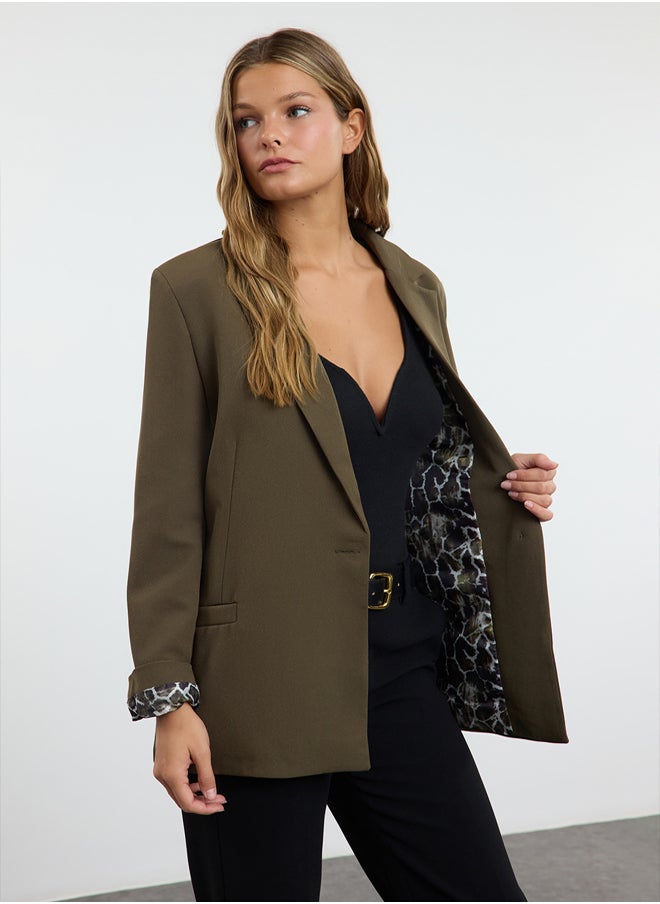 trendyol - Dark Khaki Regular Lined Detailed Woven Blazer Jacket TWOAW20CE0316 - Image 1