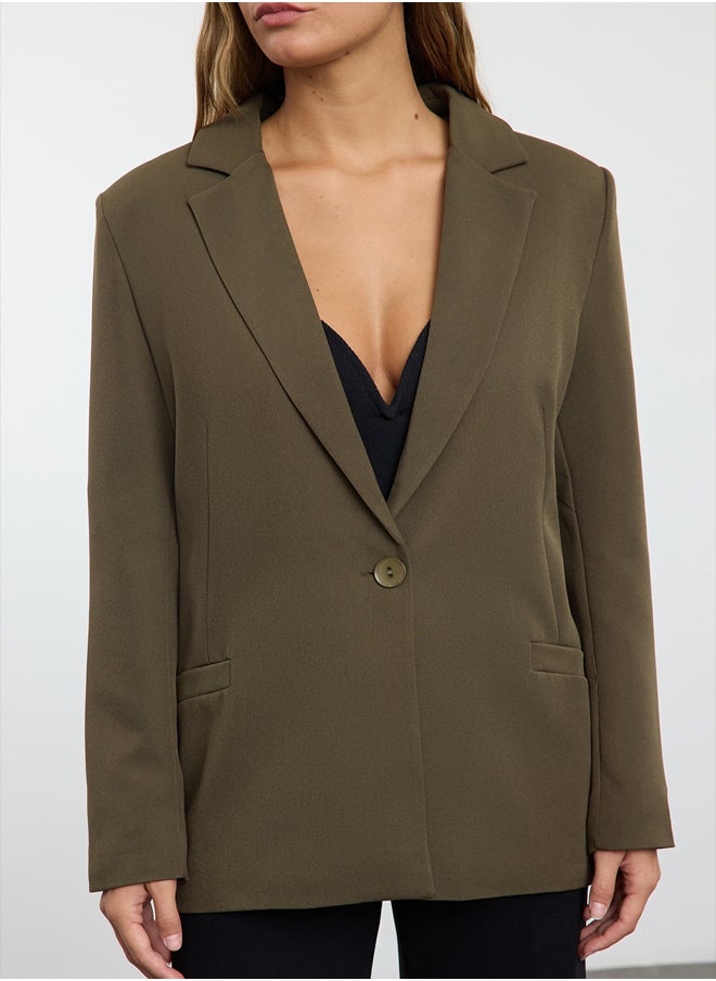 trendyol - Dark Khaki Regular Lined Detailed Woven Blazer Jacket TWOAW20CE0316 - Image 1
