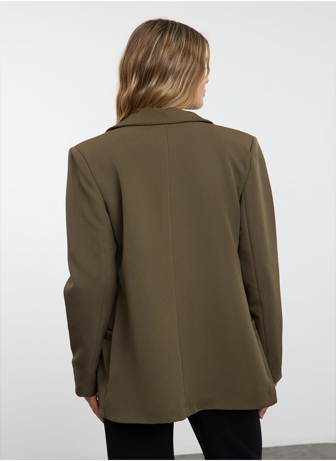 trendyol - Dark Khaki Regular Lined Detailed Woven Blazer Jacket TWOAW20CE0316 - Image 1