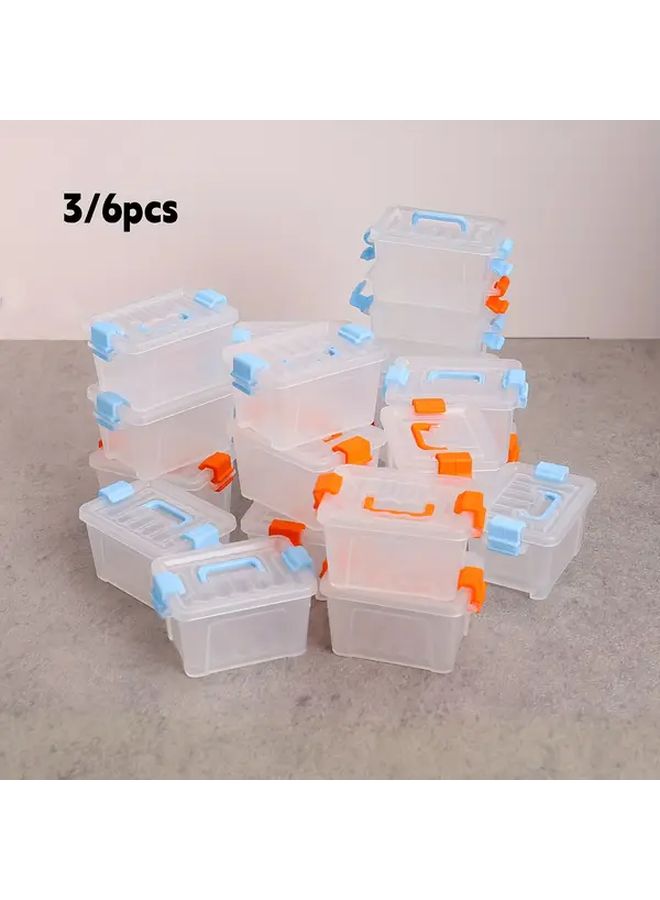 3pcs Orange Plastic Storage Bins with Lid Stackable Organizer Box for Crafts Jewelry - Image 1
