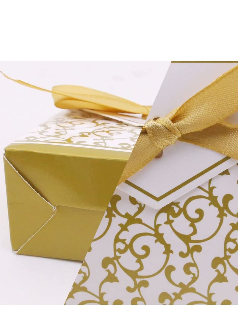 سيوسي صندوق هدايا الزفاف ، 20 قطعة ، علب هدايا شكرًا لك ، حلوى مع شرائط لحفلات الزفاف ، وديكورات حفلات أعياد الميلاد للأطفال ، باللون الذهبي - Image 4